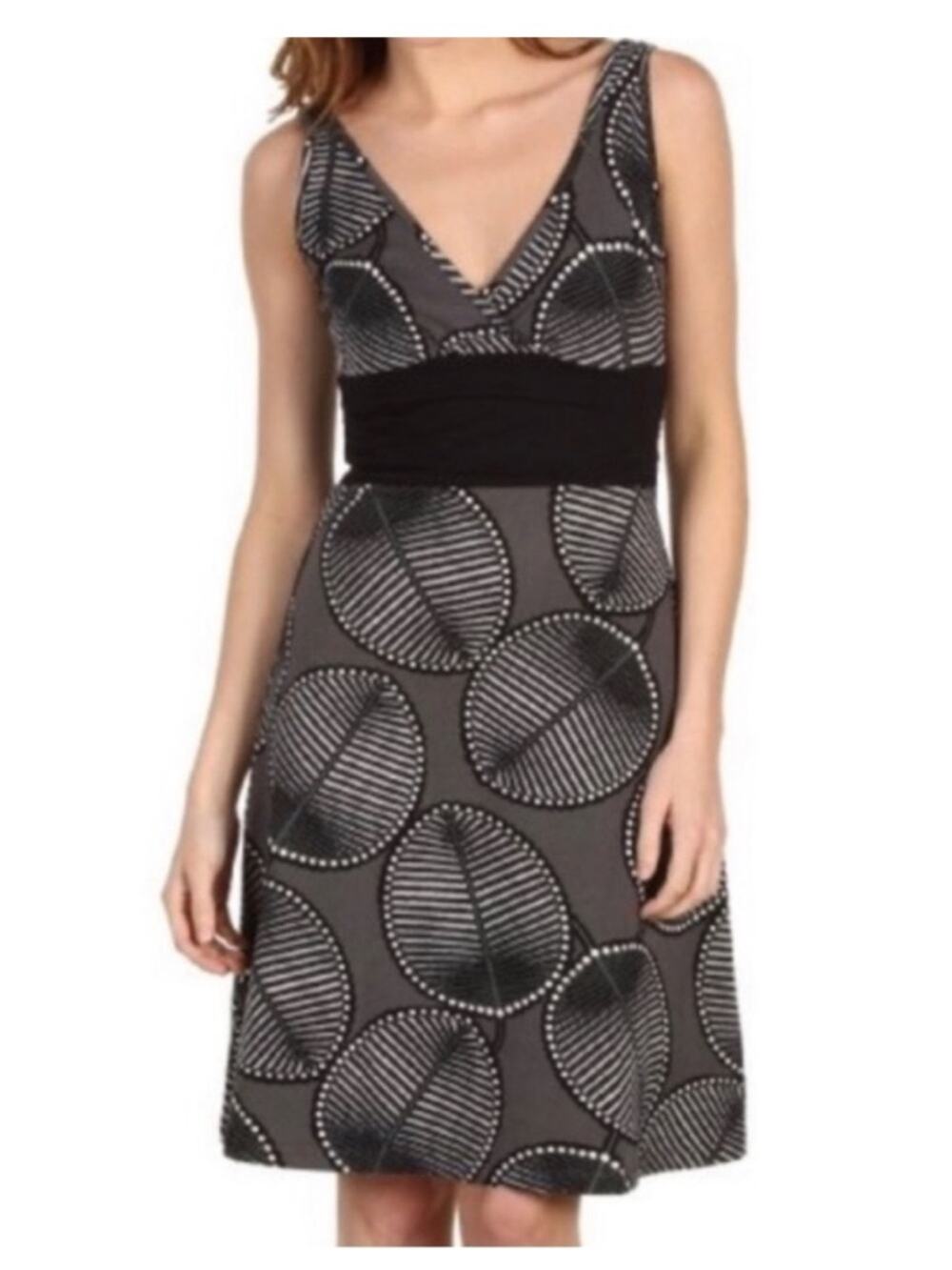 Patagonia | Margot Dress A-line Leaf Print Sleeveless Organic Cotton Gray Small